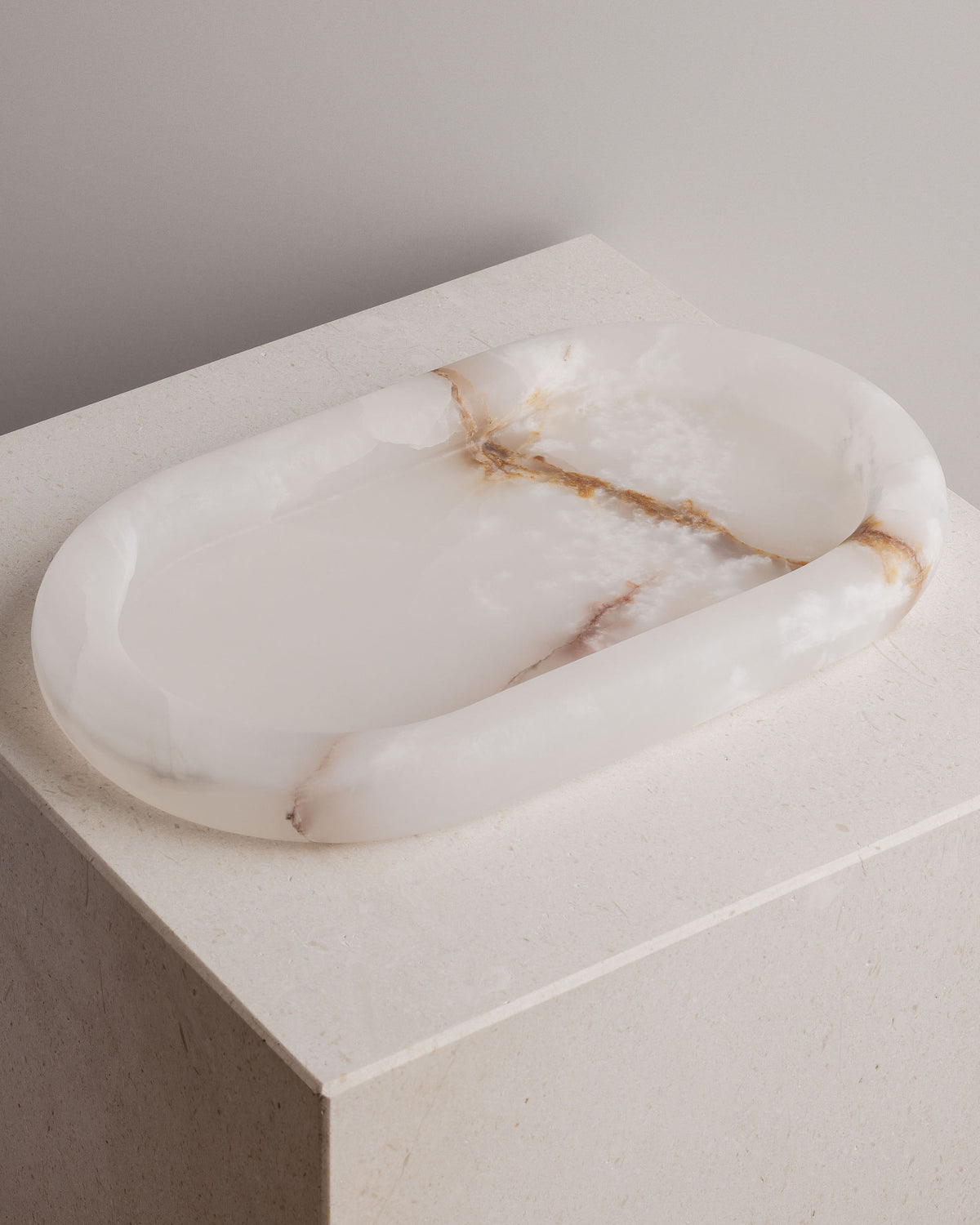 Oval Tray Light Natural Onyx
