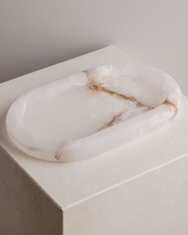 Oval Tray Light Natural Onyx