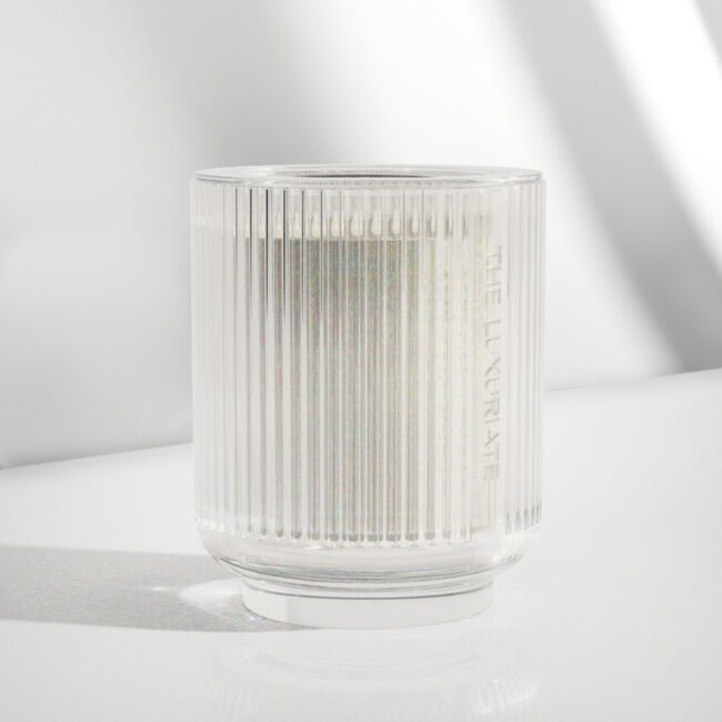 Clear Fluted Glass Candle Holder