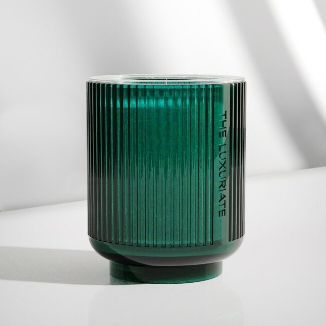 Green Fluted Glass Candle Holder