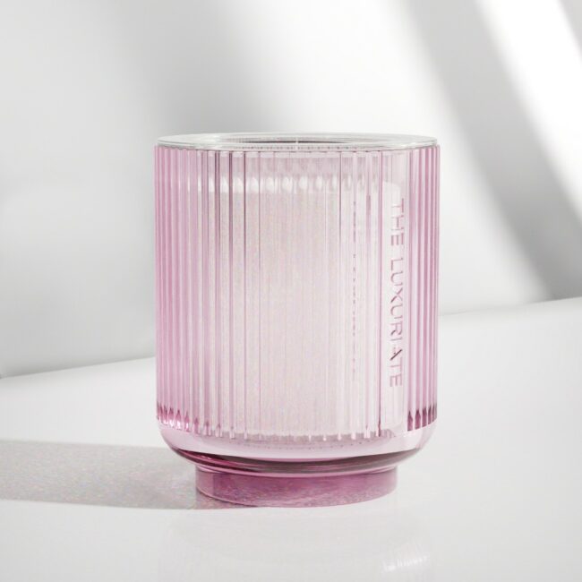 Pink Fluted Glass Candle Holder