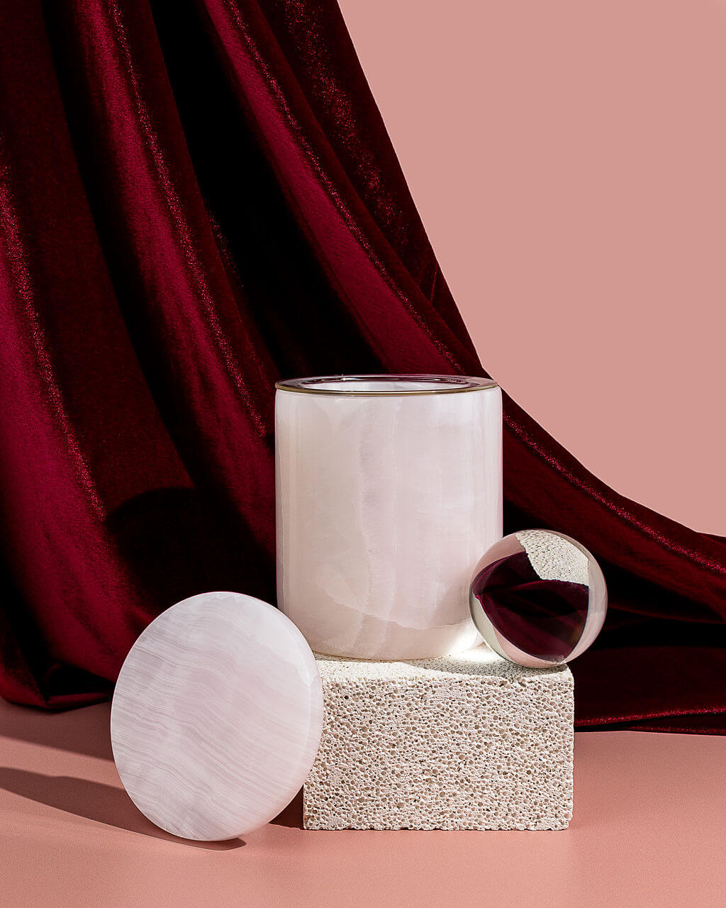 PINK ONYX CANDLE HOLDER